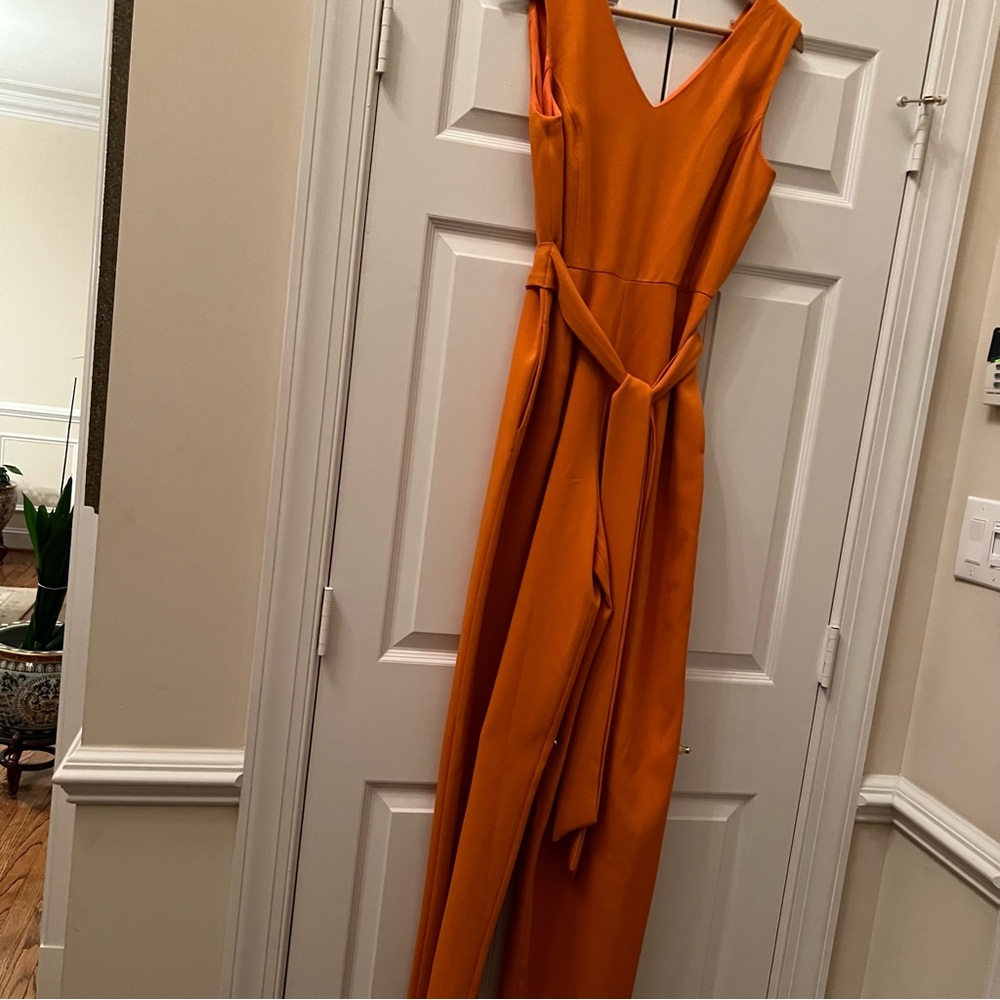 NWT - INC International Concepts –Size 8 Orange Sleeveless V-neck Jumpsuit - Picture 4 of 11